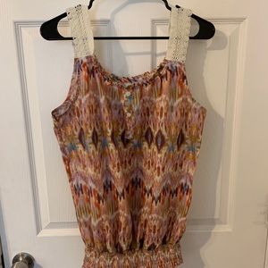 Multi colored, crochet strapped tank top